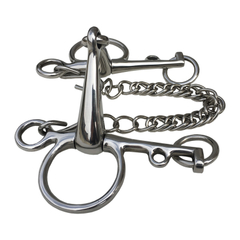 Stainless Steel Long Pelham Bit With Curb Chain Horse Equipment Horseback Riding 