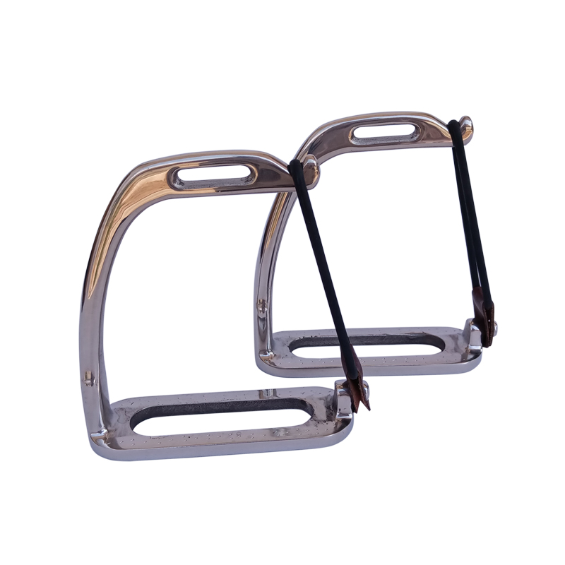Stainless Steel Peacock Stirrup With Rubber Ring And Leather Horse Equipment