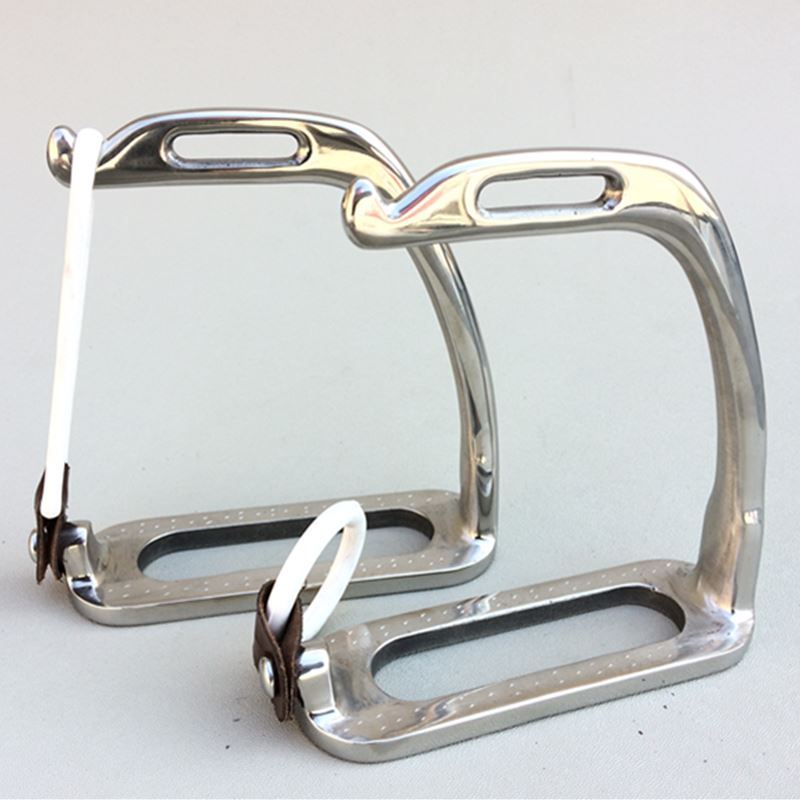 Stainless Steel Peacock Stirrup With Rubber Ring And Leather Horse Equipment